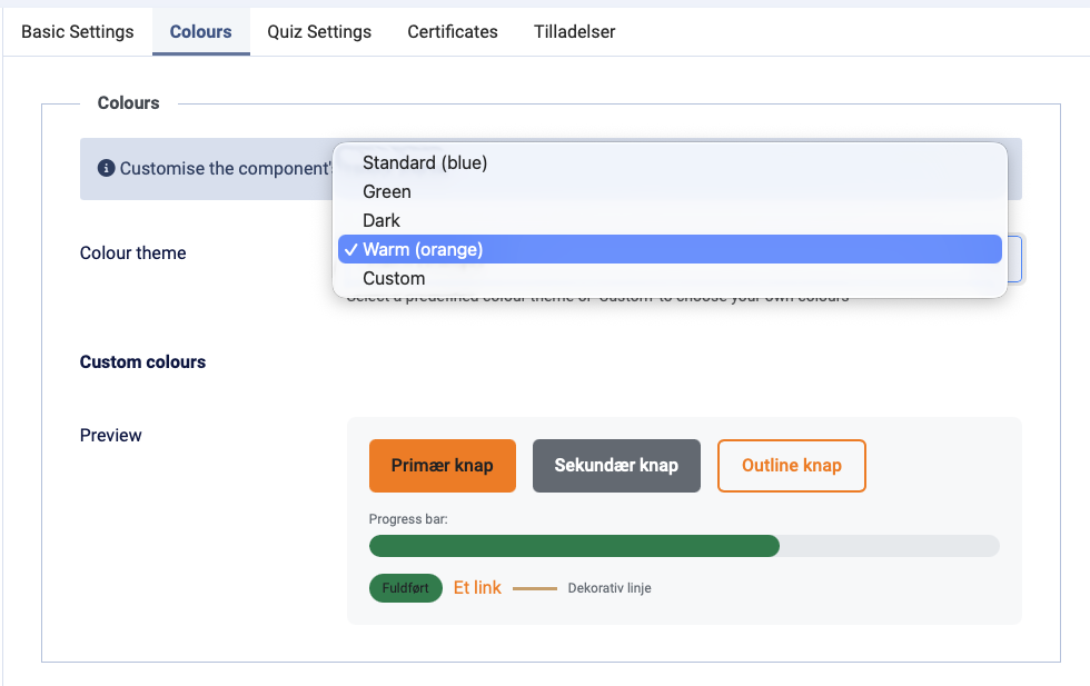 el color theme configuration